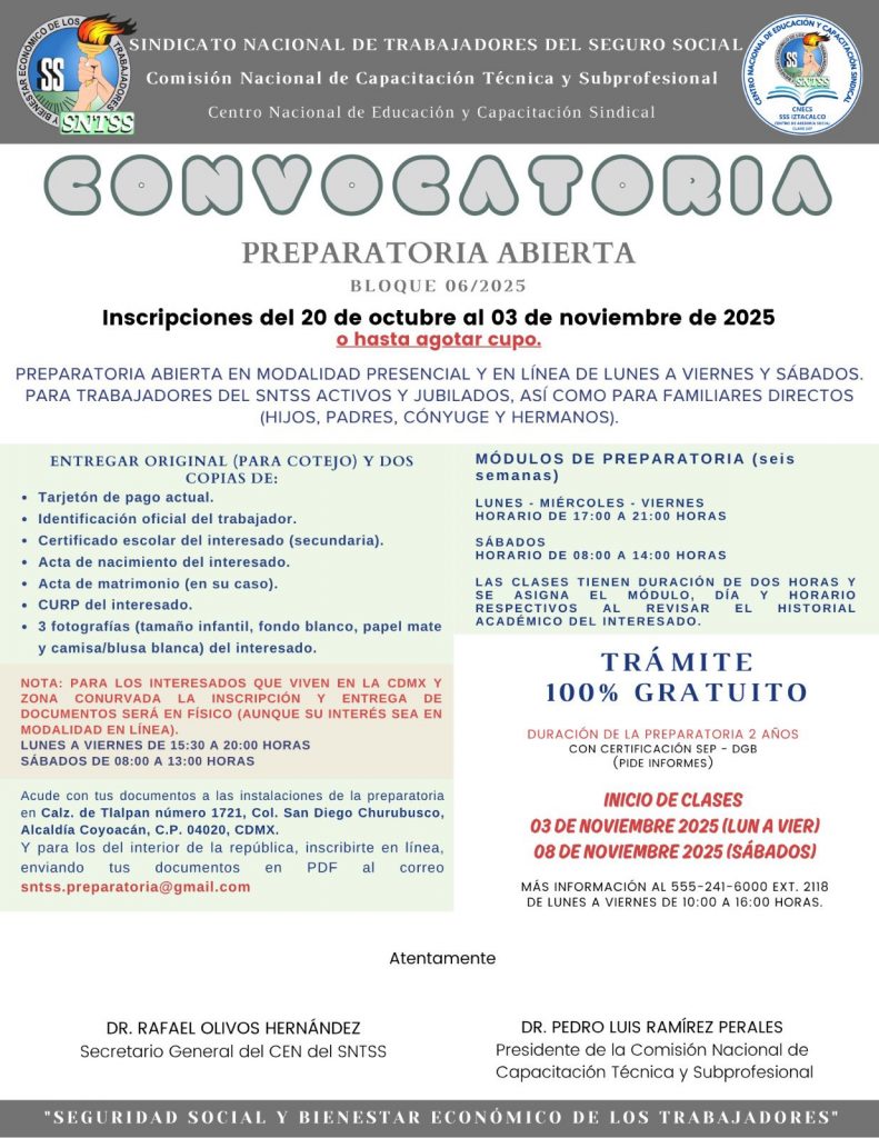 565339724_122149073744420508_1925780418810610247_n-791x1024 Convocatoria Preparatoria Abierta y Cursos Básicos